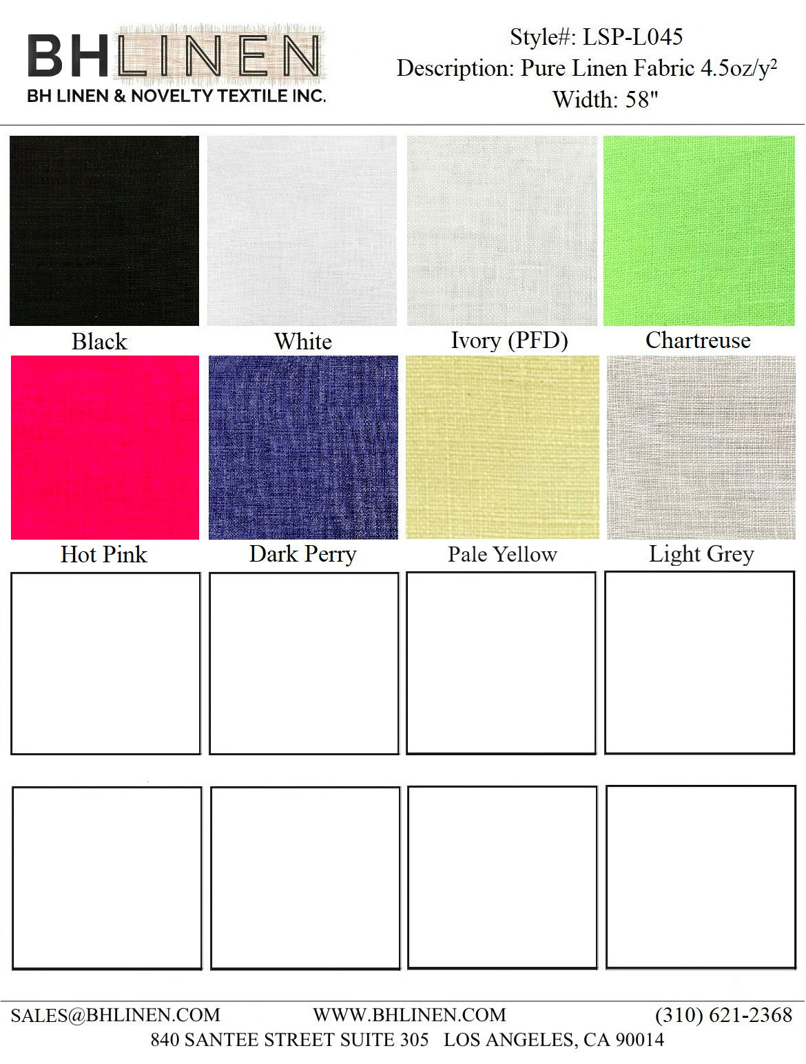 Solid Pure Linen 4.5 oz/y² Collection