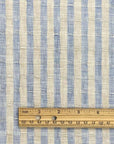 Jacquard de lino puro de tres tonos con rayas en color natural y azul [LNY-JS3T]