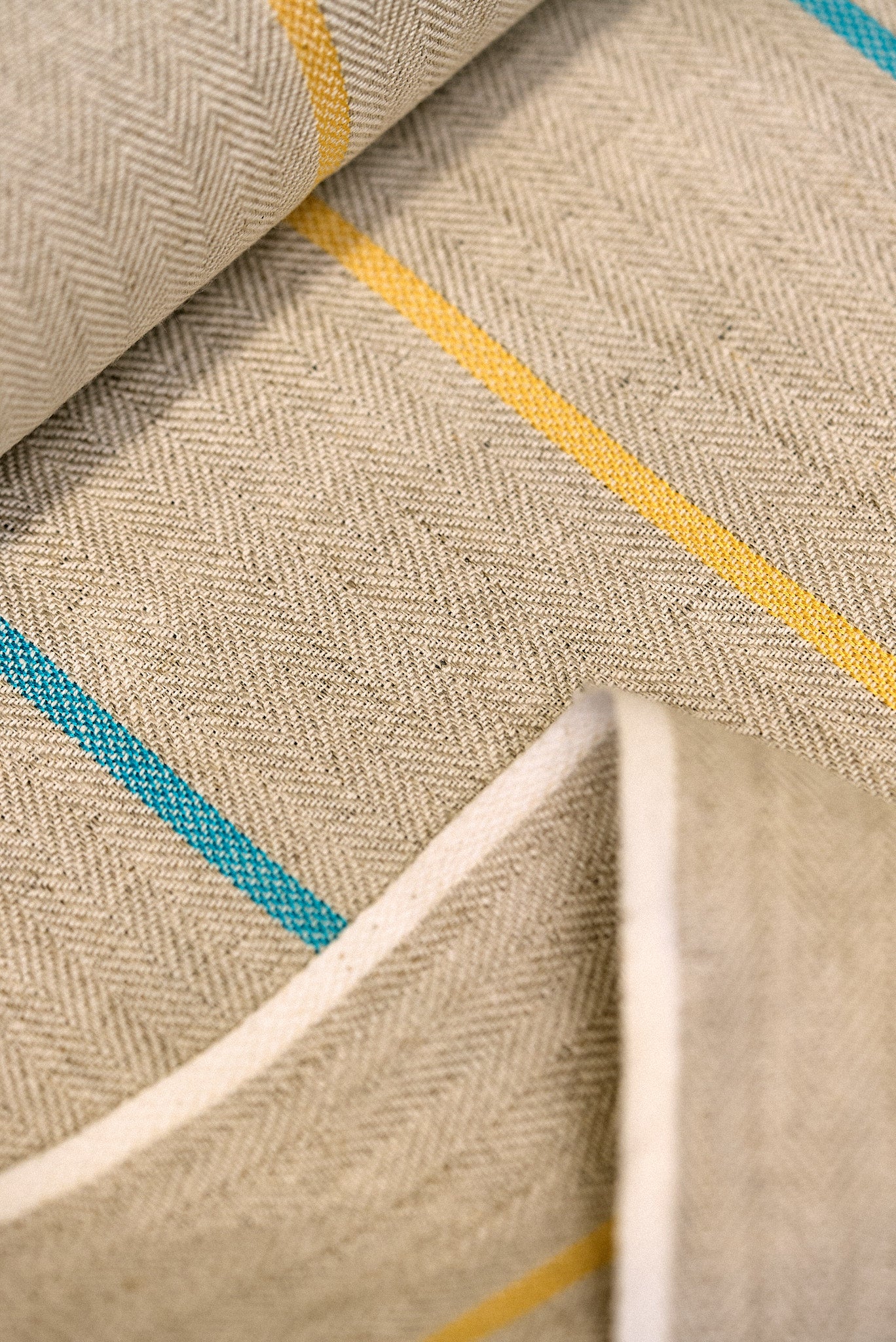 (Swatch) Linen Novelty Herringbone Yarn-Dyed Stripe