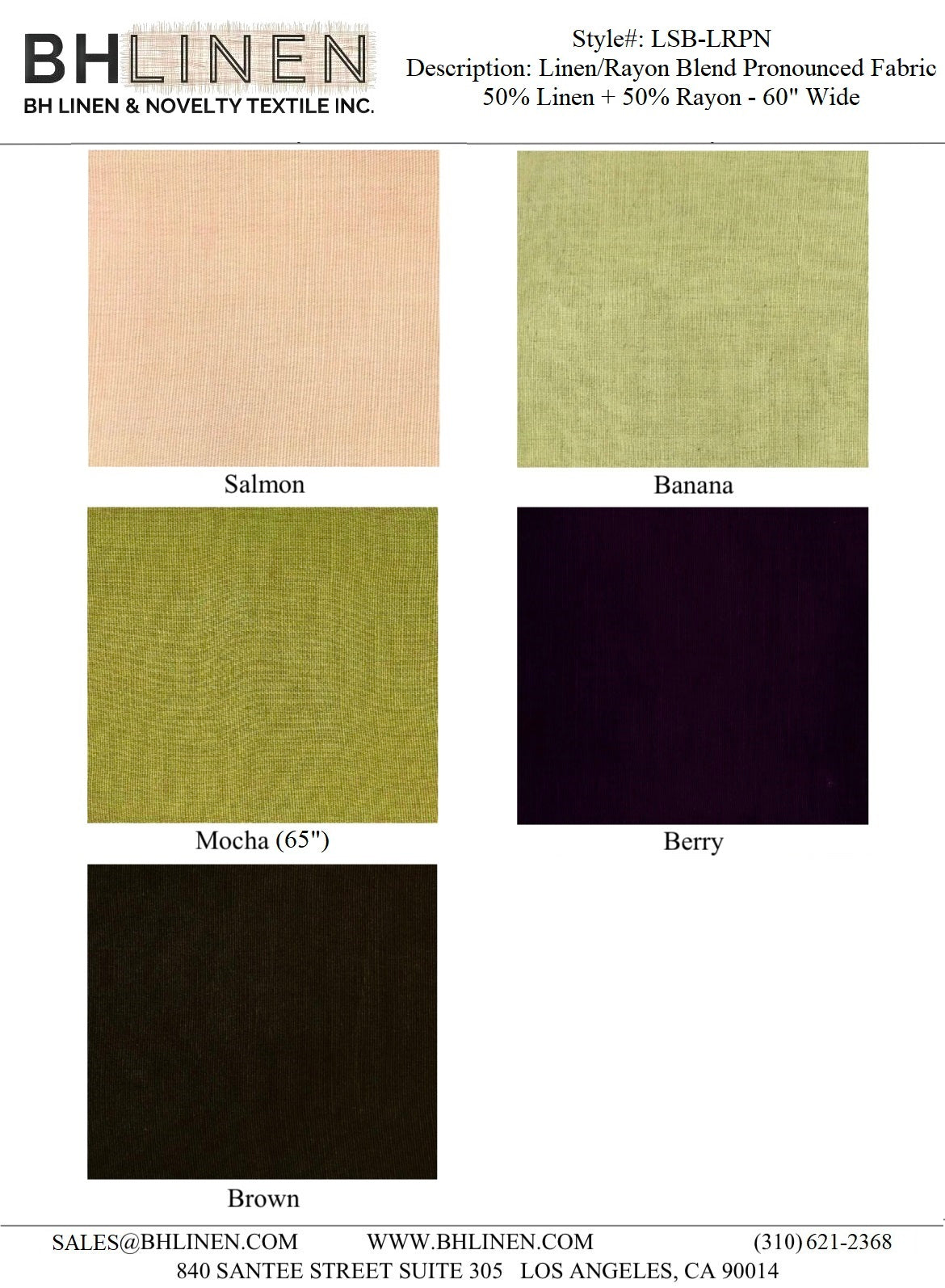 (Swatch) Linen/Rayon Blend Pronounced Fabric