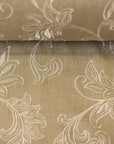 Pure Linen Foliage Embroidered Fabric Natural/Ivory [LNE-STY3]