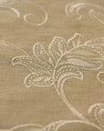 Pure Linen Foliage Embroidered Fabric Natural/Ivory [LNE-STY3]