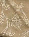 Pure Linen Foliage Embroidered Fabric Natural/Ivory [LNE-STY3]