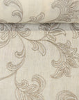 Pure Linen Foliage Embroidered Fabric Ivory/Natural [LNE-STY3]