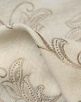 Pure Linen Foliage Embroidered Fabric Ivory/Natural [LNE-STY3]