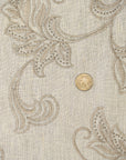 Pure Linen Foliage Embroidered Fabric Ivory/Natural [LNE-STY3]